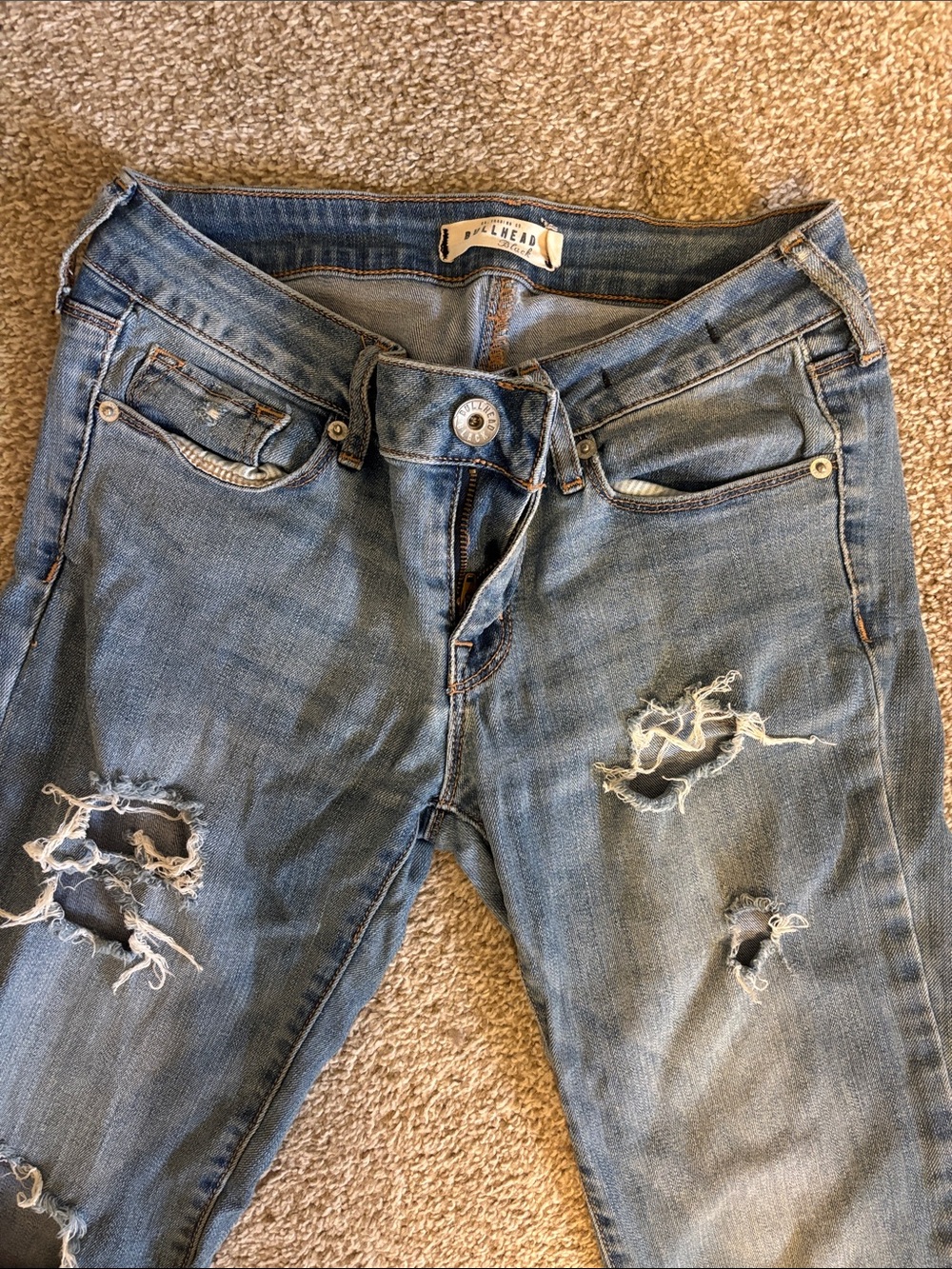 Bullhead Women's Light Blue Distressed Boyfriend Jeans